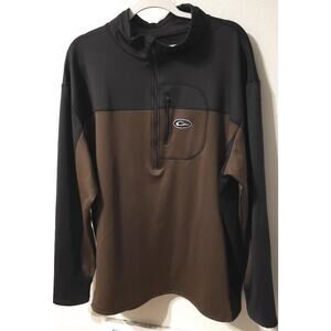 Drake Waterfowl LST Base Layer Mens 2XL Brown Black 1/4 Zip Pullover DW16137